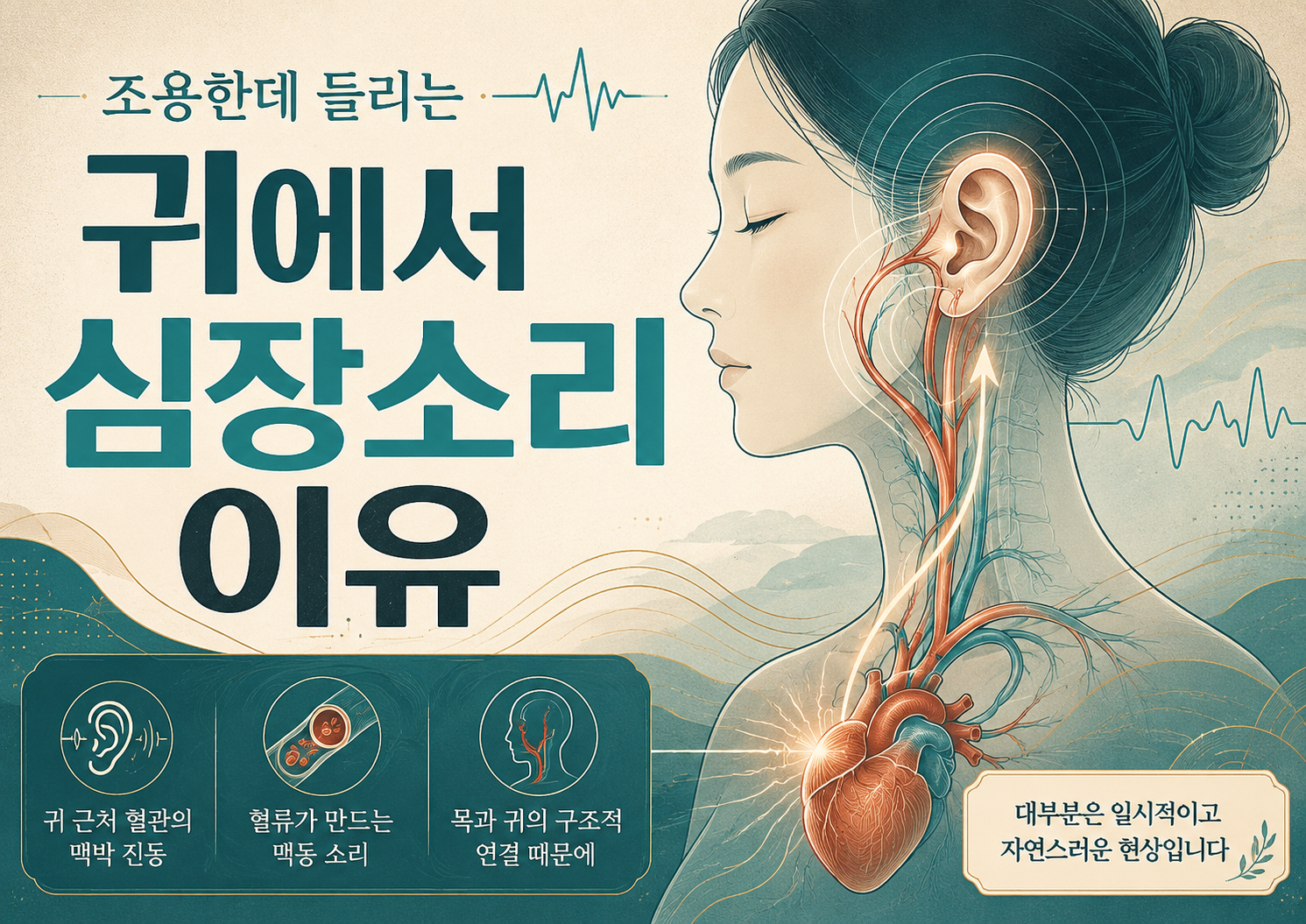 귀에서 심장소리 이유 혈류와 귀 상태를 함께 확인합니다